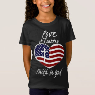 Patriotisk kristen tro på Gud Heart Kor Ameri T Shirt