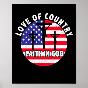 Patriotisk kristen tro på Gud Heart USA flagga Poster