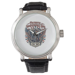 Patriotisk kromskördare Mörk patriot skelett & skö Armbandsur
