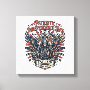 Patriotisk kromskördare Mörk patriot skelett & skö Canvastryck