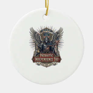 Patriotisk kromskördare Mörk patriot skelett & skö Julgransprydnad Keramik
