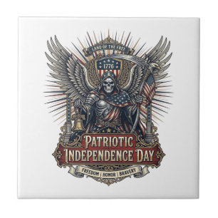 Patriotisk kromskördare Mörk patriot skelett & skö Kakelplatta
