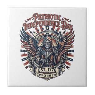 Patriotisk kromskördare Mörk patriot skelett & skö Kakelplatta