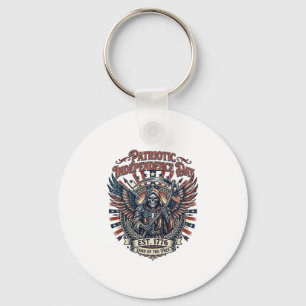 Patriotisk kromskördare Mörk patriot skelett & skö Nyckelring