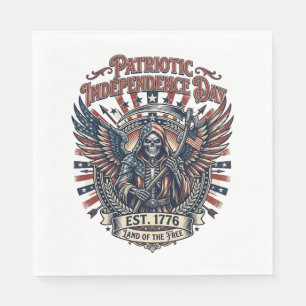 Patriotisk kromskördare Mörk patriot skelett & skö Pappersservett