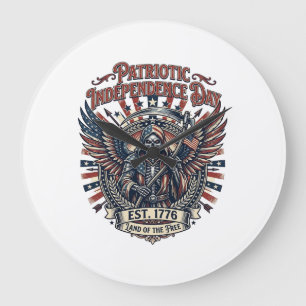 Patriotisk kromskördare Mörk patriot skelett & skö Stor Klocka