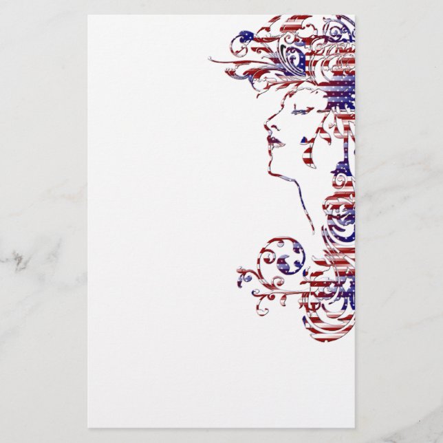 Patriotisk KRW-amerikanskönhet profilerar Brevpapper (Framsida)
