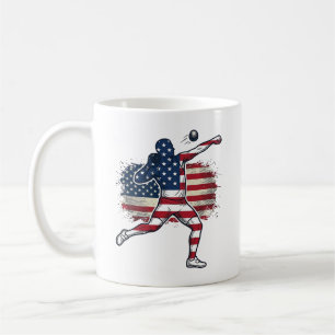 Patriotisk Kulstötare Vintage Gravyr Design Kaffemugg