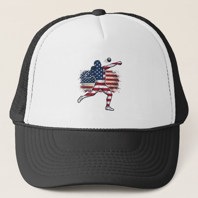 Patriotisk Kulstötare Vintage Gravyr Design Keps (Framsida)