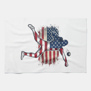 Patriotisk Kulstötare Vintage Gravyr Design Kökshandduk