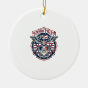 Patriotisk kustpreppig vektor grafisk t-shirt julgransprydnad keramik