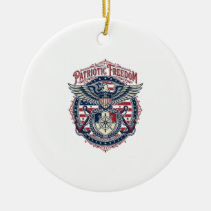 Patriotisk kustpreppy vektor grafisk t-shirt julgransprydnad keramik