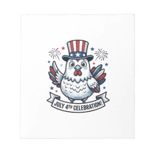 Patriotisk Kyckling 4:e Juli Firande T-Shirt Beskr Anteckningsblock