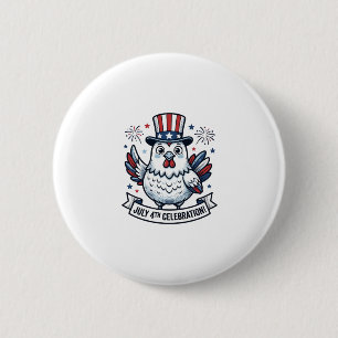 Patriotisk Kyckling 4:e Juli Firande T-Shirt Beskr Knapp