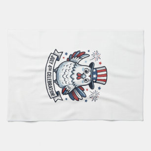 Patriotisk Kyckling 4:e Juli Firande T-Shirt Beskr Kökshandduk