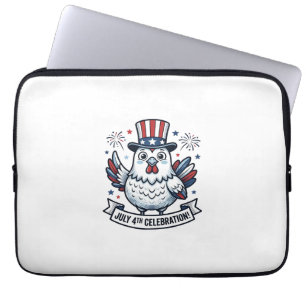 Patriotisk Kyckling 4:e Juli Firande T-Shirt Beskr Laptop Fodral