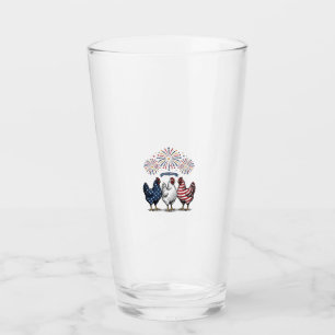 Patriotisk Kyckling Trio Vintage Gravyr Vektor De Glaskopp