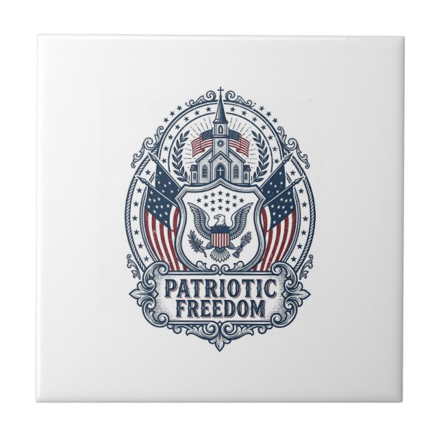 Patriotisk kyrkläger Vector Graphic T-shirt Kakelplatta (Framsidan)