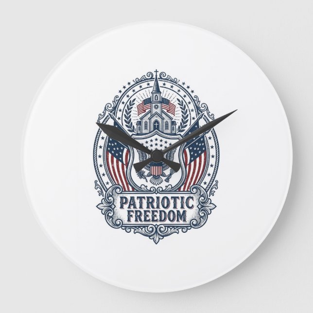 Patriotisk kyrklig läger Vector Graphic T-shirt Stor Klocka (Framsida)