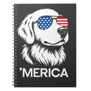 Patriotisk Labrador Amerikansk flagga Fjärde juli Anteckningsbok