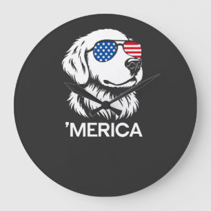 Patriotisk Labrador Amerikansk Flagga Fjärde Juli Stor Klocka