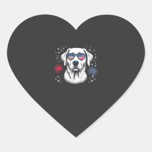 Patriotisk Labrador med amerikanska solglasögon Hjärtformat Klistermärke