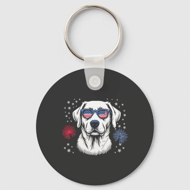Patriotisk Labrador med amerikanska solglasögon Nyckelring (Framsida)