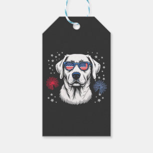 Patriotisk Labrador med amerikanska solglasögon Presentetikett