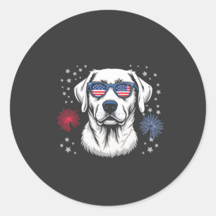 Patriotisk Labrador med amerikanska solglasögon Runt Klistermärke