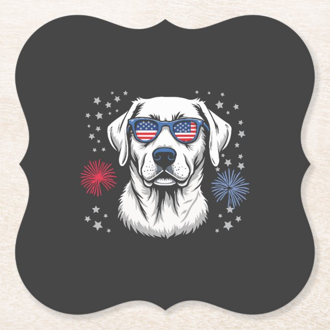 Patriotisk Labrador med amerikanska solglasögon Underlägg Papper (Framsida)