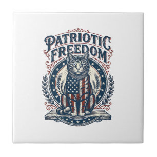 Patriotisk lada katt vektor grafisk t-shirt_1 kakelplatta