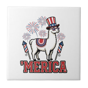Patriotisk Lama Merica Vintage Vektor Design_1 Kakelplatta