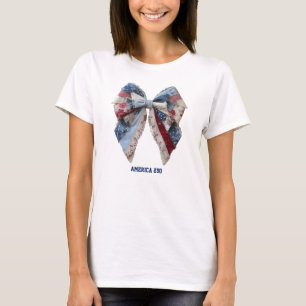Patriotisk lapptäcke båge Grandmillennial 4 juli T Shirt
