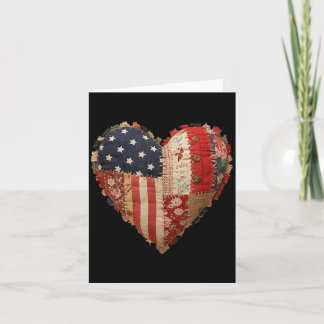 Patriotisk lapptäcke hjärta Americana flagga folkk Kort