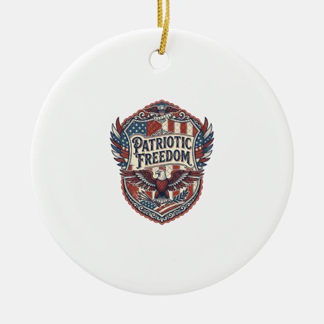 Patriotisk lapptäcksartist julgransprydnad keramik (Framsidan)