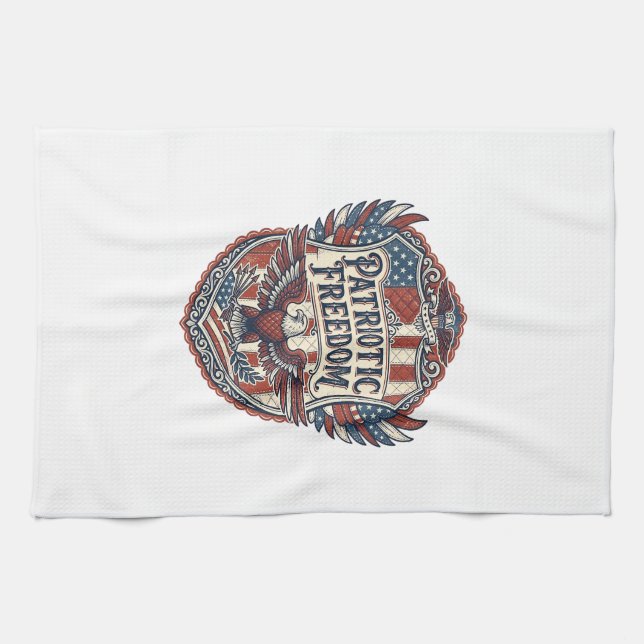Patriotisk lapptäcksartist kökshandduk (Horisontell)