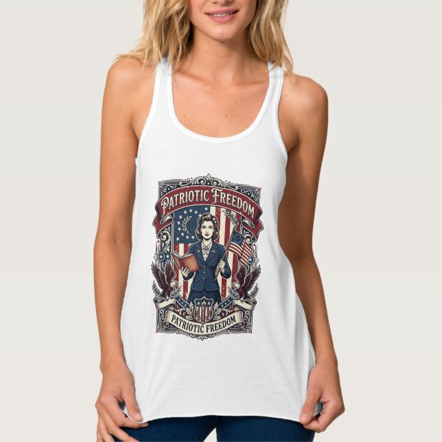 Patriotisk lärare Vector Graphic Tee_1 Linne Med Racerback (Framsida)