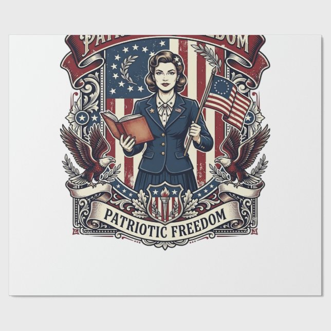 Patriotisk lärare Vector Graphic Tee_1 Presentpapper (Platt)