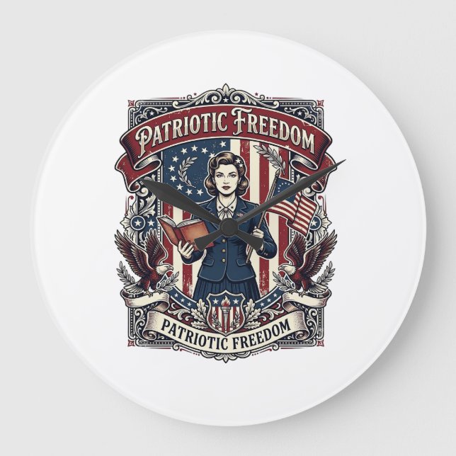 Patriotisk lärare Vector Graphic Tee_1 Stor Klocka (Framsida)