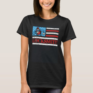 Patriotisk Låssmed Låspickare Nyckelmakare USA Fla T Shirt
