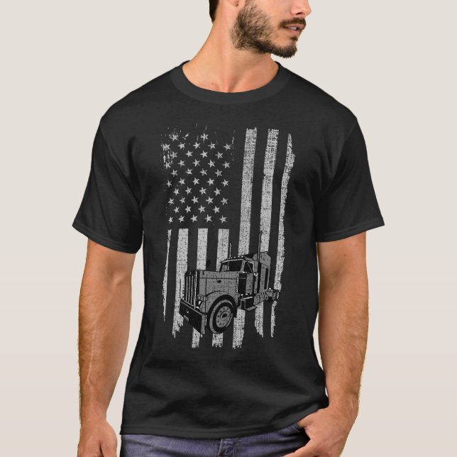 Patriotisk lastbilsförareamerikanska t shirt (Framsida)