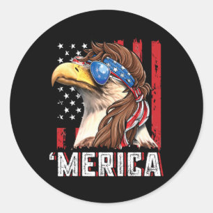 Patriotisk Ld Eagle Mullet Merica Usa Flagga 4:e J Runt Klistermärke
