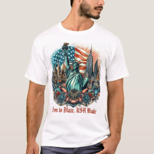 Patriotisk Liberty Blaze T-Shirt - Tillverkad i US