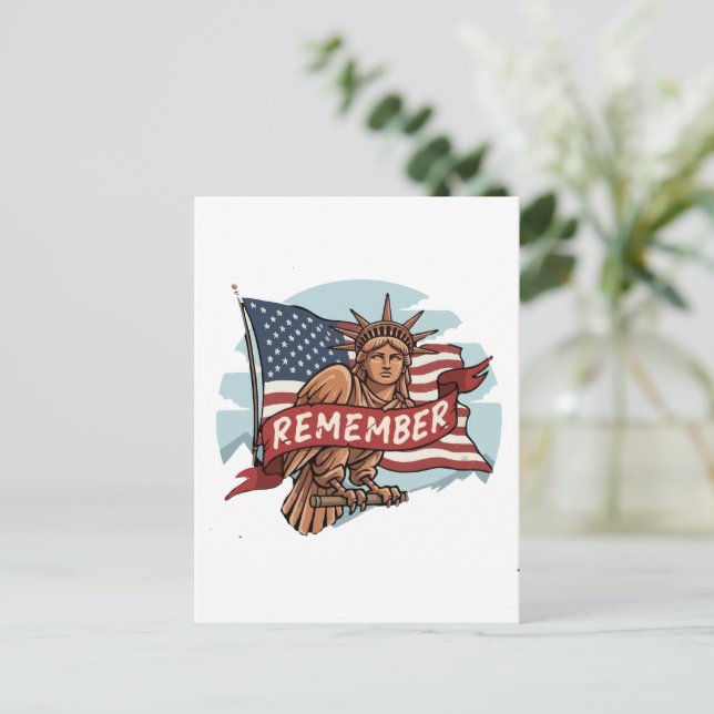 Patriotisk Liberty Eagle "Kom ihåg" Grafik Vykort (Stående Fram)