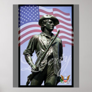 Patriotisk Liberty Minuteman med försvarsemblem Poster