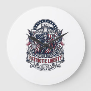 Patriotisk Liberty Reaper Mörk Patriot Skelett & R Stor Klocka