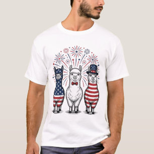 Patriotisk Llama Fyrverkerier Vintage Vector Tröja