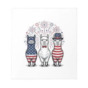 Patriotisk Llama Fyrverkerier Vintage Vector Tröja Anteckningsblock