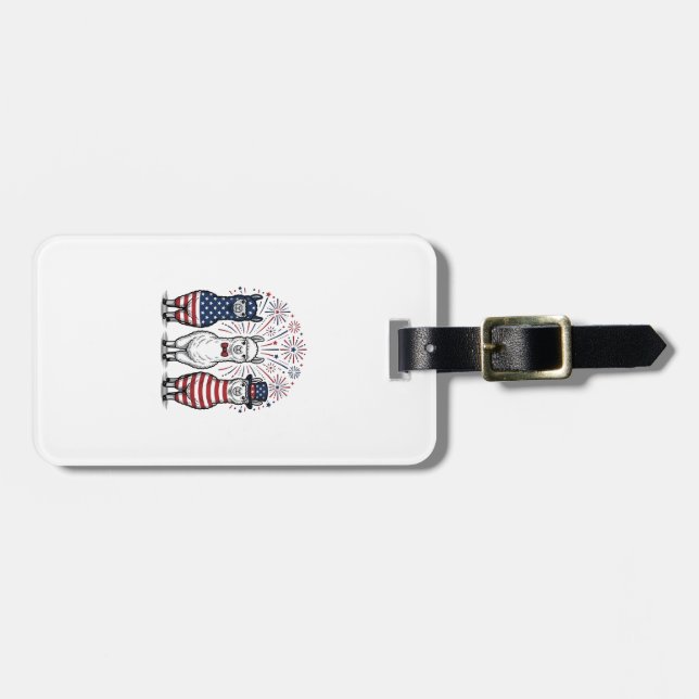 Patriotisk Llama Fyrverkerier Vintage Vector Tröja Bagagebricka (Horisontell Framsida)