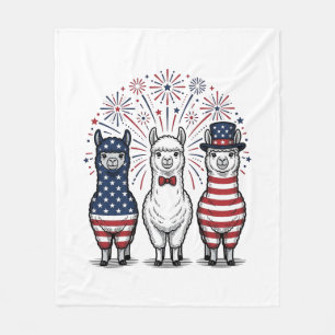 Patriotisk Llama Fyrverkerier Vintage Vector Tröja Fleecefilt